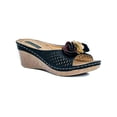 thumbnail image 1 of Good Choice Womens Juliet Faux-Leather Wedge Sandals Black 7 Medium (B,M), 1 of 3