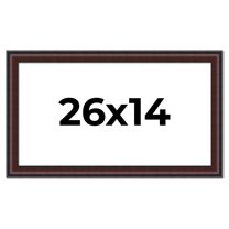 26x14 Frame Brown Round Mahogany Solid Wood Picture Frame | 1.625 Inch Moulding Width | with UV