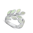 thumbnail image 4 of CHOOSE YOUR COLOR White Simulated Opal Plant Leaf Wrap Ring .925 Sterling Silver Band CZ Female Size 6, 4 of 4