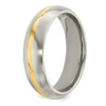 thumbnail image 4 of Titanium Men's and 14K Yellow Matte Brushed Finish 6mm Plain Classic Wedding Band Ring Size 10, 4 of 7
