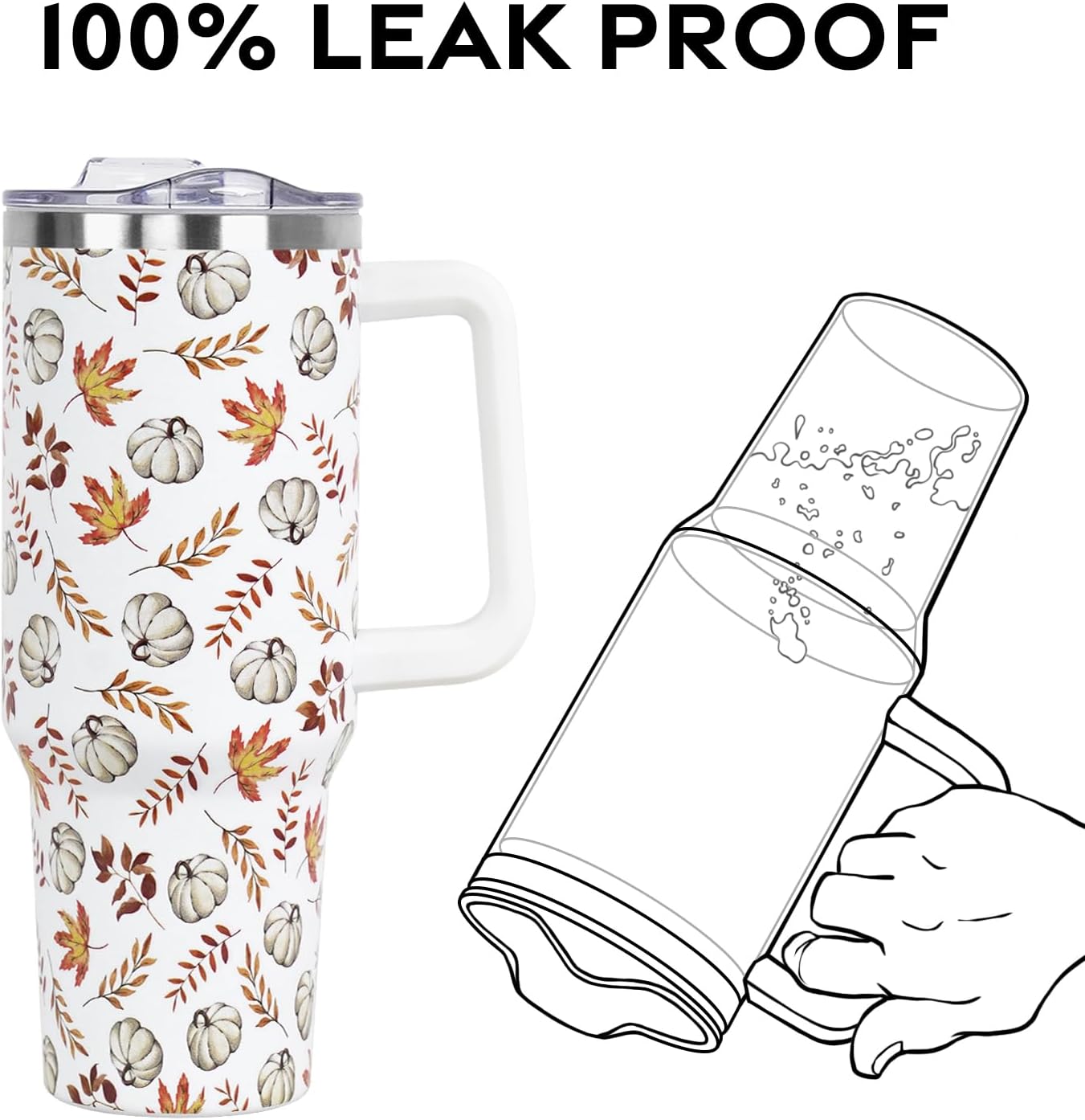 Christmas Tumbler with Handle and Straw Lid 40 oz,Cute Christmas Gifts for Women Xmas Lights Snowflakes Vacuum Insulated Leak Proof Tumbler,Winter Holiday Accessories Stainless Steel Coffee Cup Mug