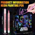 thumbnail image 3 of DAMAI Glow in the Dark Body Paint, Neon Face Painting Markers Pen for Skin Glow Under Black Light, Washable UV Temporary Tattoo Pens for Glow Party Supplies (8 color), 3 of 9