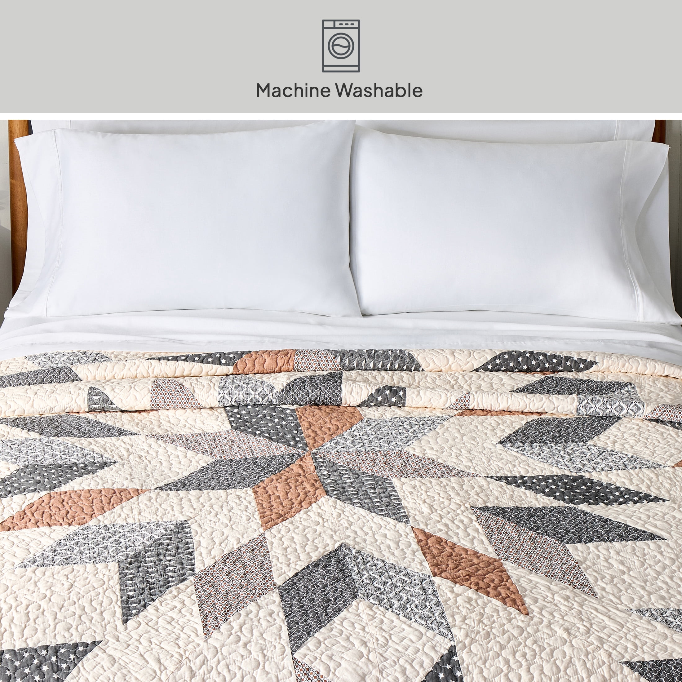 Better Homes & Gardens Starburst Patchwork Cotton Quilt, King Bedding