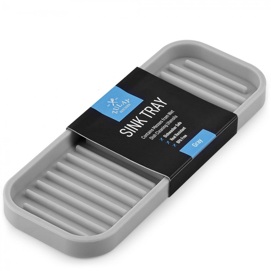 Zulay Kitchen Silicone Sponge Holder Gray