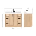 thumbnail image 3 of Ariel Kelly 43 Inch Single Rectangular Sink Bathroom Vanity With Pure White Quartz Countertop 1.5 Inch Edge In Oak, 3 of 12
