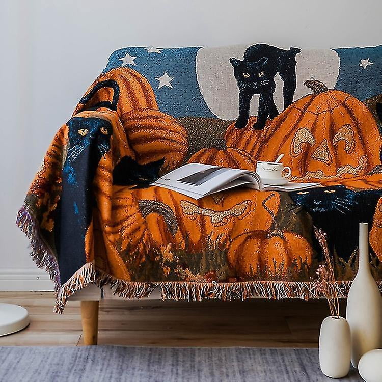 Halloween Blanket Fringe Throw Blankets Knitted Throw Travel Blanket Nap Throw