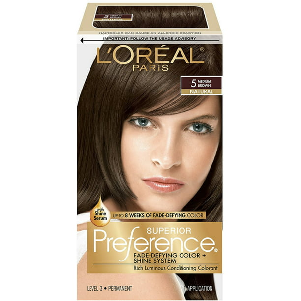 L'Oreal Paris Superior Preference Permanent Hair Color, 5 Medium Brown, 1  Each 