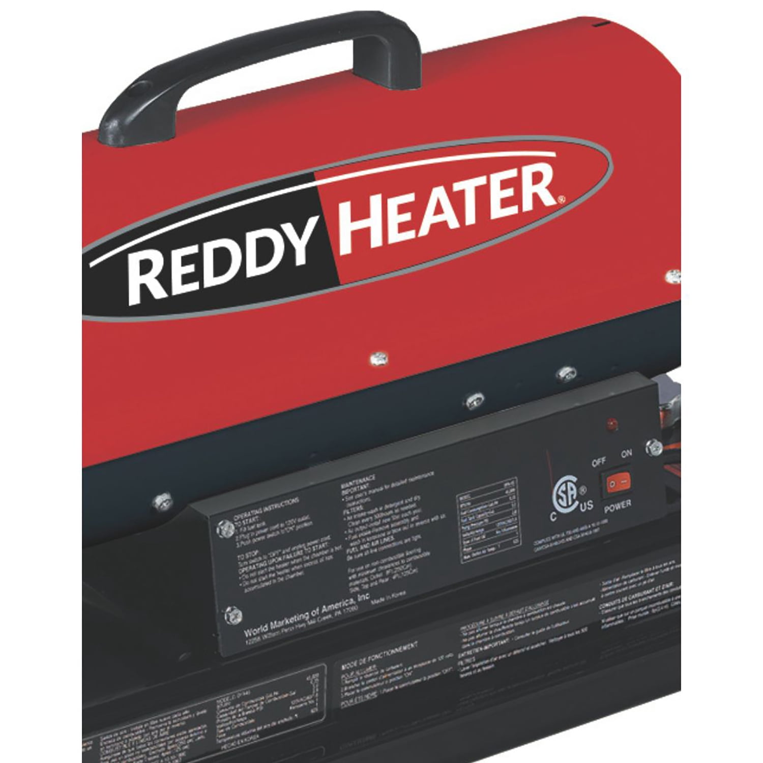 REDDY HEATER Portable Forced-Air Kerosene/Multi-Fuel Heater, 50,000 BTUs, 175 CFM, 5-Gallon Tank, Electronic Start, Aux Outlet, Safety Features