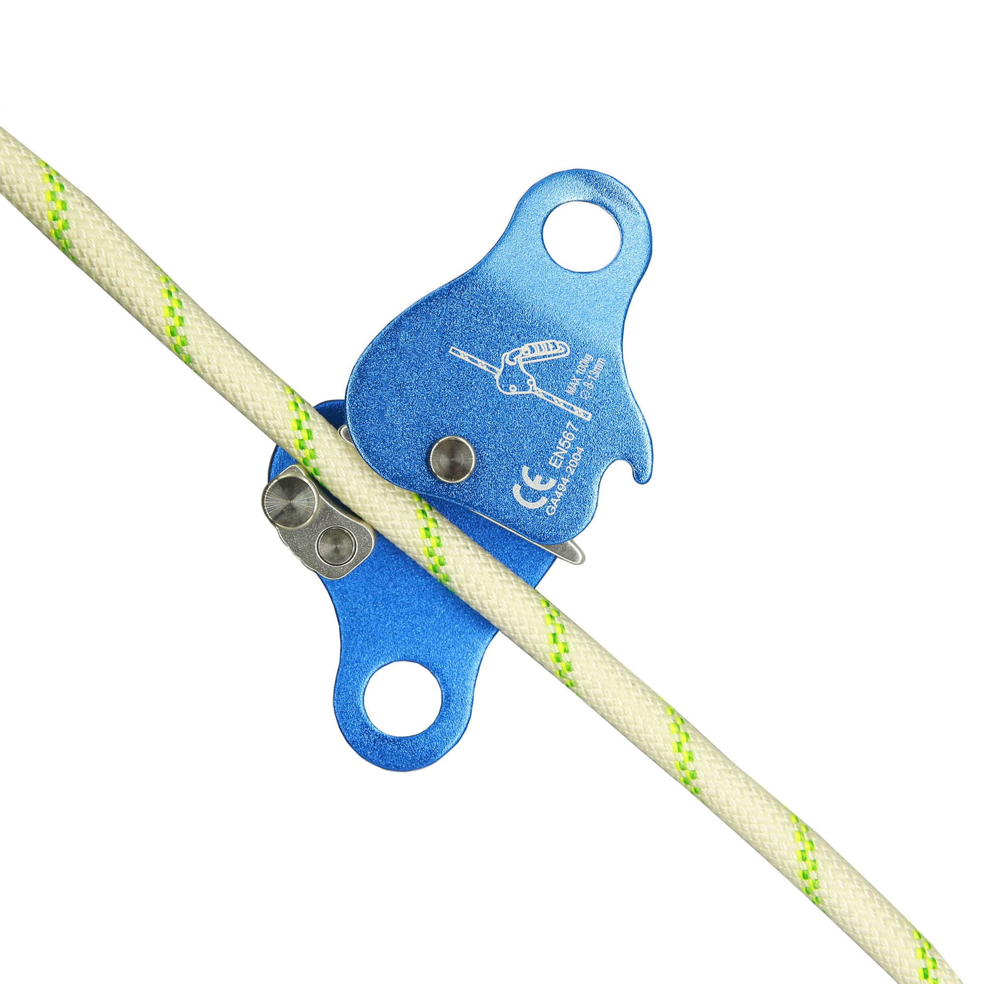Climbing Fall Protection Belay Device Ascender Protect Aluminum Magnesium Alloy Climbing Ascent Rope Grip Clamp for Mountaineering Rock Climbing Downhill Operations and Rescue