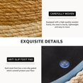 thumbnail image 3 of IVV 15.7" Hand-woven Round Ottoman, Modern Boho Pouf Footrest, Rustic Lounge Knitted Low Step Stool/Accent Table for Living Room Balcony Bedroom (Natural Cattail + White Corn Husk), 3 of 7