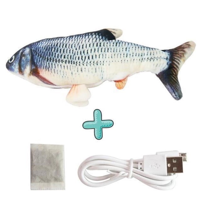 Pez eléctrico divertido gato pez juguete para mascotas recargable por usb pez saltador de cola juguete de gato de peluche pez de simulación