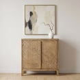 thumbnail image 2 of eHemco 2-Door Storage Cabinet with Geometric Ripple Carved Doors, Modern Retro Style, Natural Finish, 30 x 14 x 31 Inches, 2 of 9
