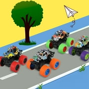 Bocaoying 4 Pack Friction Powered Monster Trucks Toys,Push and Go Friction Powered Cars Vehicles Toys,Inertia Car Toy Set Stunt Toy Vehicles,Pull Back Vehicle Set for Boys Girls Aged 3 and Above