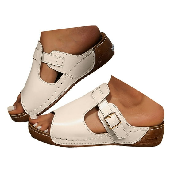 Mepaouo Summer Sandals for Women 2025 Platform Wedge Walking Shoes Open Toe Casual Slip on Slippers