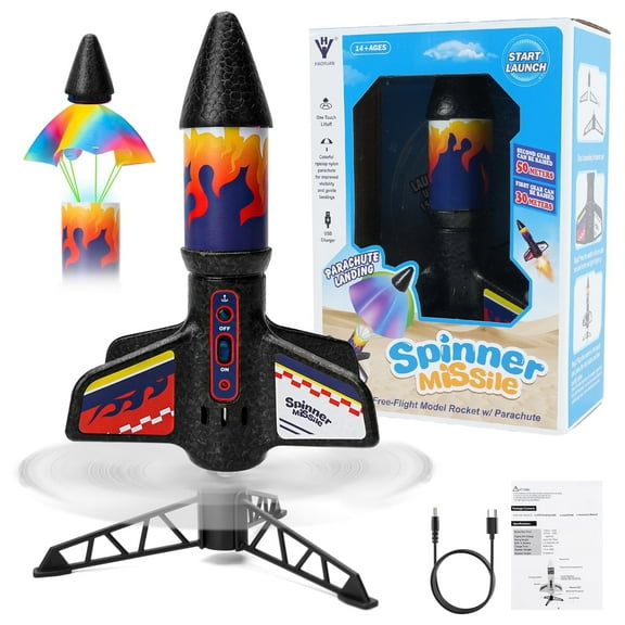 JUGAAD LIFE Rocket Launcher for Kids, 200 Feet Auto Electric Rocket Toys with Safe Parachute, Outdoor Backyard Toys, Birthday Gifts for Boys & Girls