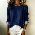 thumbnail image 4 of Sweatshirt Vintage Cotton Pullover Tops Women's Spring Round-Neck Denim Casual Comfortable Long-Sleeved Top Navy Xxl, 4 of 7