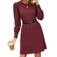 thumbnail image 3 of jinghuiyue Women Dresses Puff Long Sleeve Crew Neck Tunic Dress with Pockets Casual Knitted Pullover Dress XL, 3 of 5