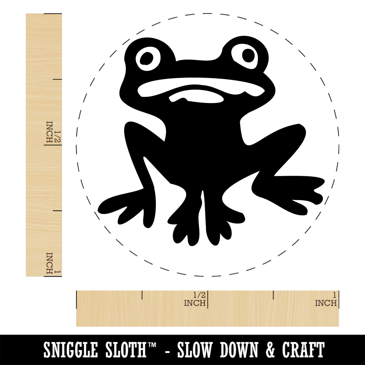 Weird Creepy Frog Self-Inking Rubber Stamp Ink Stamper - Red Ink - Medium 1 Inch