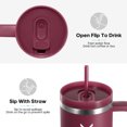 thumbnail image 2 of GEDUX 1200ml Tumbler with Handle, 2-in-1 Leak Proof Lid (Straw/Flip), Insulated Water Bottle, Stainless Steel Tumbler with Non-Slip Silicone, Wide Mouth Travel Mug Cupholder Friendly, 2 of 7