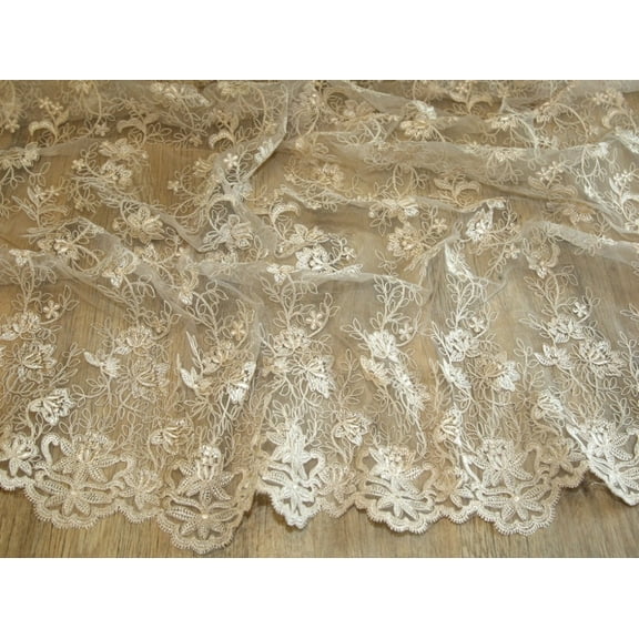 Minerva Heavy Guipure Lace Fabric Beige - per yard