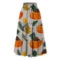 thumbnail image 4 of Womens Casual Elastic Waist Drawstring Midi Skirt Halloween Print Vacation Style Ruffle Hem A Line Flowy Skirt, 4 of 6