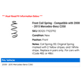 thumbnail image 2 of Front Coil Spring - Compatible with 2008 - 2015 Mercedes-Benz C350 2009 2010 2011 2012 2013 2014, 2 of 2
