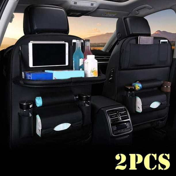 Car Seat Organizer with Foldable Table Tray, PU Leather Backseat