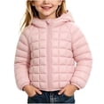 thumbnail image 3 of Children's Padded Jacket Dqueduo Girls' Hooded Puffer Full Zip Quilted Warm Outerwear Casual Winter Coat Jacket, 3 of 9