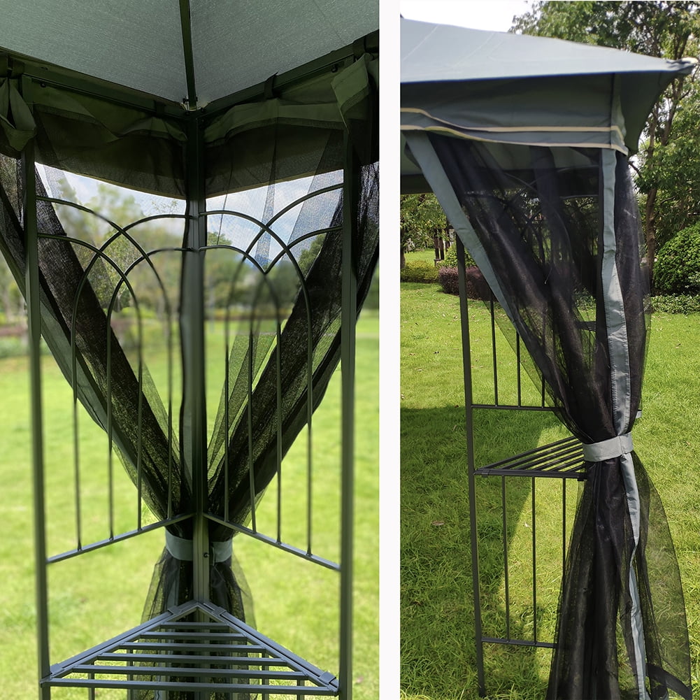 Kepooman 13'x10' Wedding Party Tent, Outdoor Canopy Tent with Ventilated Double Roof and Mosquito Net(Detachable Mesh Screen On All Sides), Camping Tent for Lawn, Gray