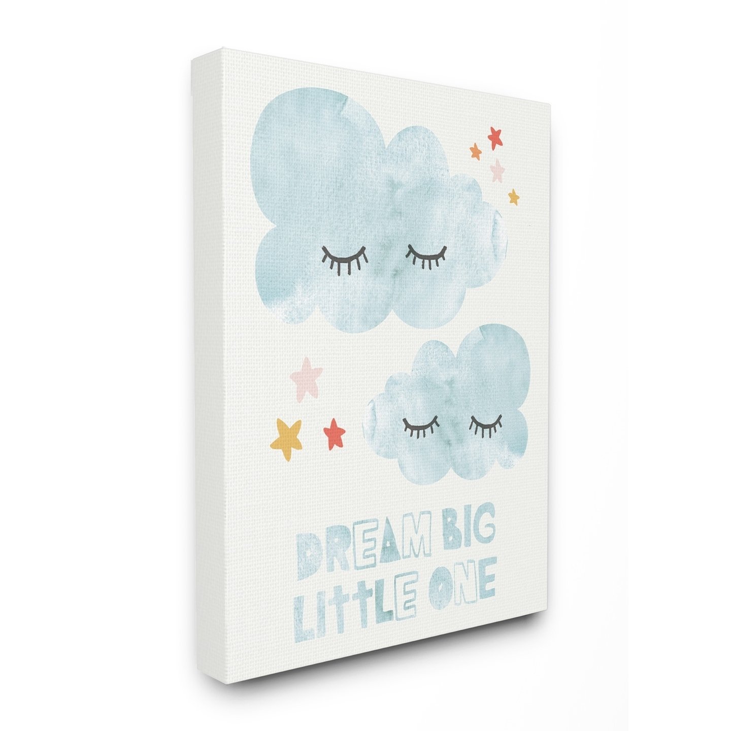 The Kids Room By Stupell Dream Big Little One Mod Blue Clouds with Eyelashes Canvas Wall Art