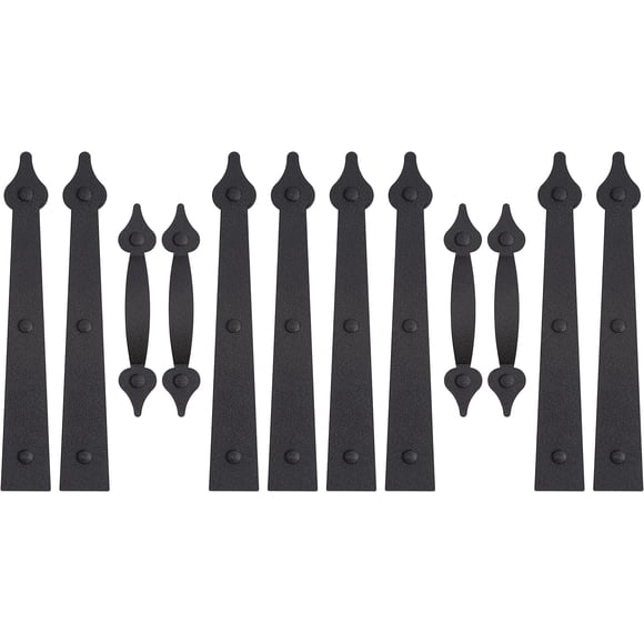 HILLMASTER Decorative Magnetic Garage Door Hinges Hardware, 12 Pieces Garage Door Accents Attractive Curb Appeal Faux Gate Hinges Handles Decor Hardware Kit, Black