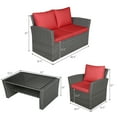 thumbnail image 2 of Patiojoy 4-Piece Rattan Wicker Patio Outdoor Furniture Sofa Set with Cushions & Tempered Glass Table Red, 2 of 10