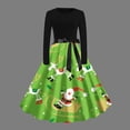 thumbnail image 1 of Robes Formelles pour Femmes 2023 Robe Tendance à Col Rond Manches Longues Patchwork Joyeux Noël Imprimée Grande Robe Cadeaux de Noël pour Adolescentes en Liquidation, 1 of 4