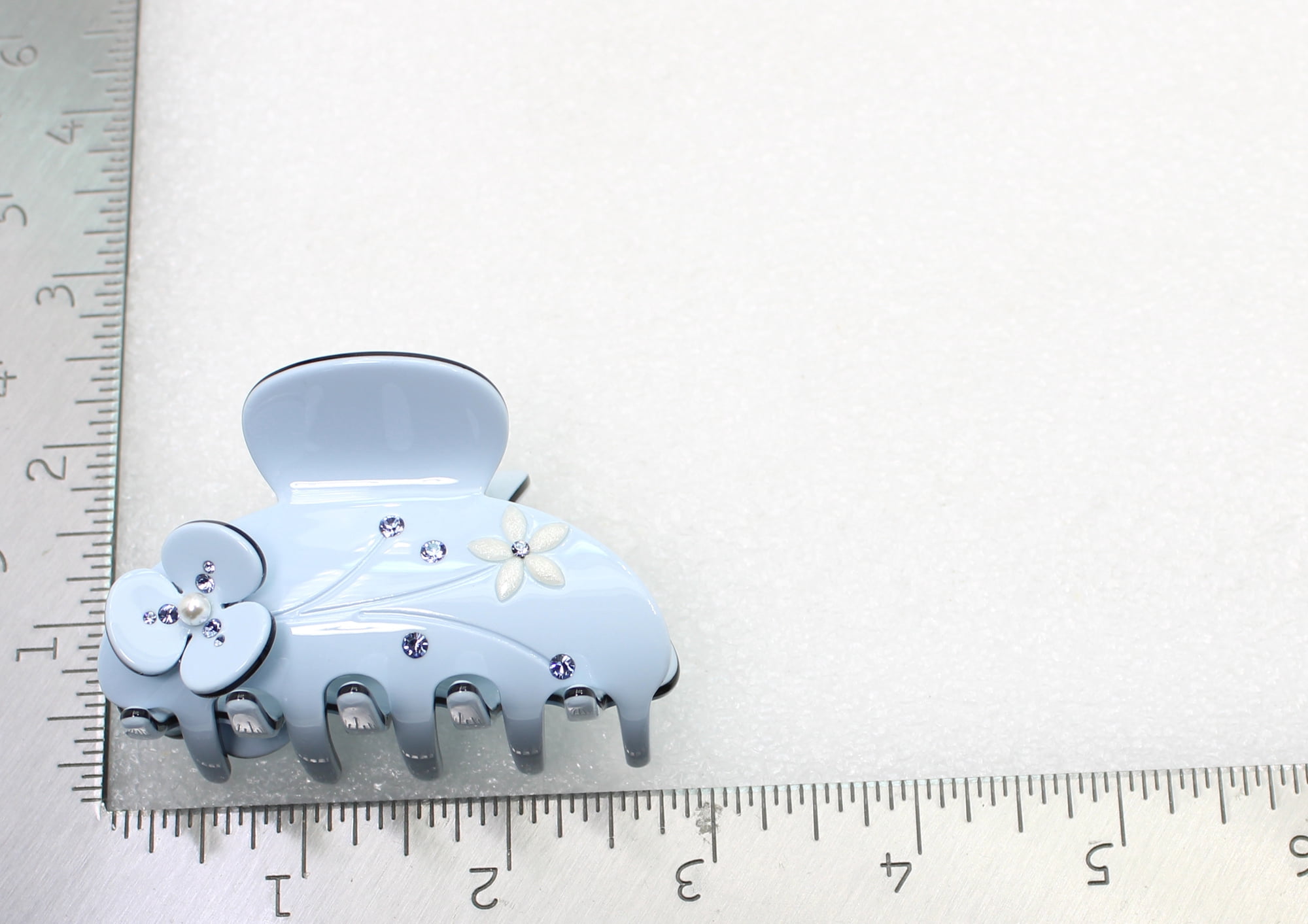 Faship Light Blue Cellulose Acetate Floral Art Deco Hair Claw Clips