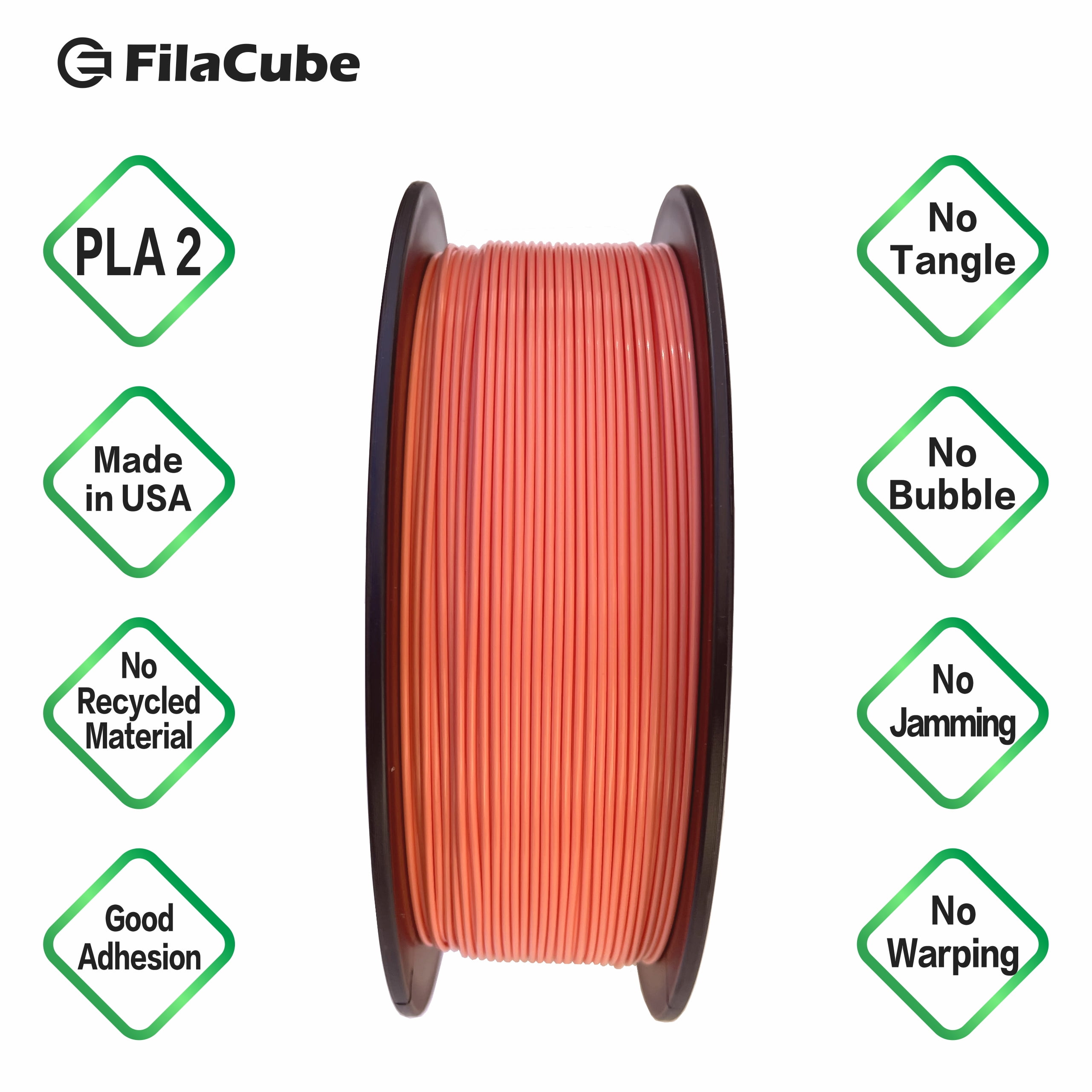 PLA 3D Printer 1.75mm Filament Living Coral (Color of The Year 2019, Coral hue with a Golden Undertone) - FilaCube PLA 2 1.75 mm 1kg 3D Plastic Filament [Made in USA] Pantone PMS 16-1546…