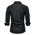 thumbnail image 5 of Mens T Shirt Washed Classic Slim Pocket Jeans Long Sleeve Shirt for Men, 5 of 5