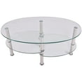 thumbnail image 5 of Topbuy Oval Coffee Table Tempered Glass Top Tea table w/ Chrome Base  for Living Room Clear, 5 of 9