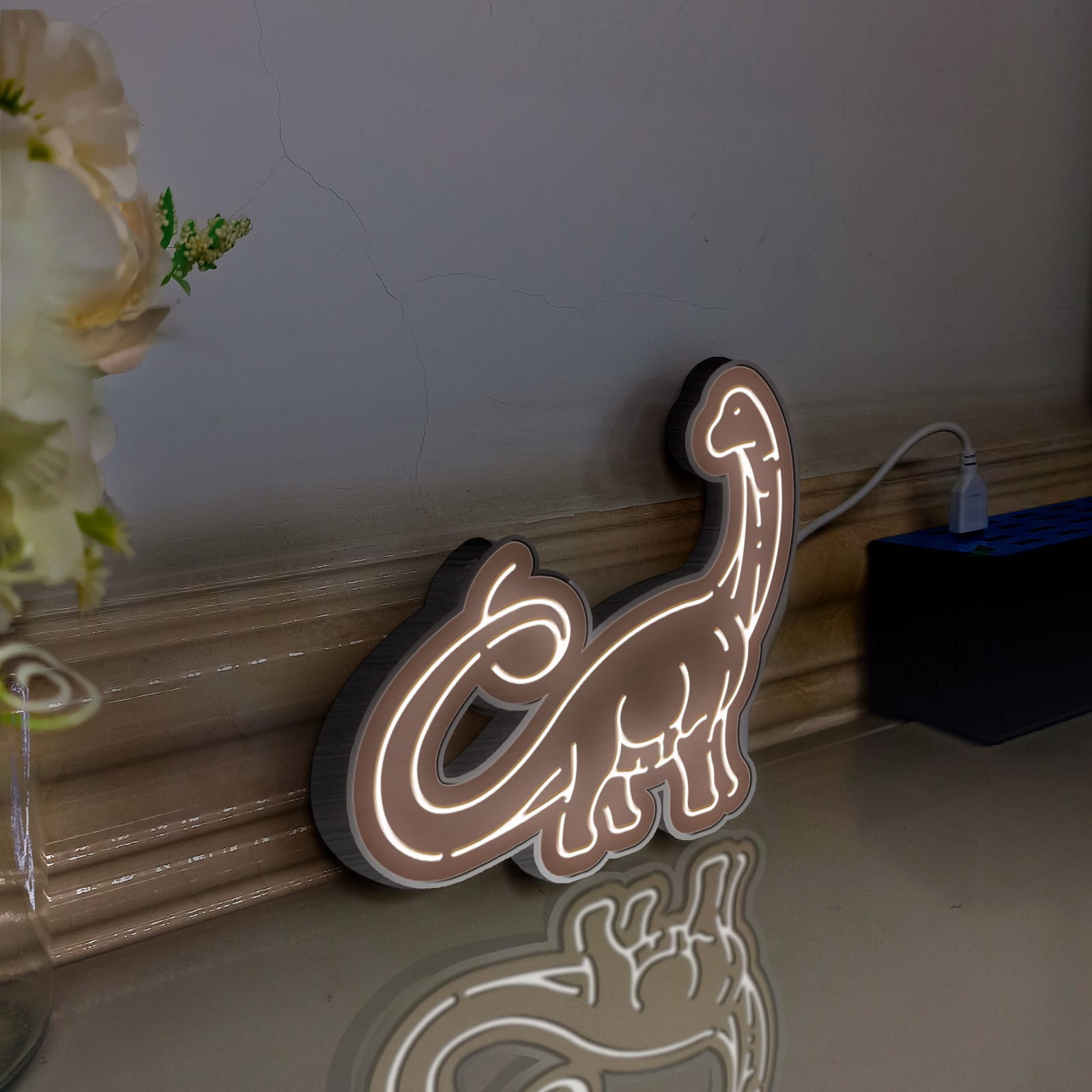 Dinosaur Led Light Box, Dimmable Neon-Like Light Signs USB Power for Wall Decor Bedroom Decoration, Static Light (WxH) 11"x11"