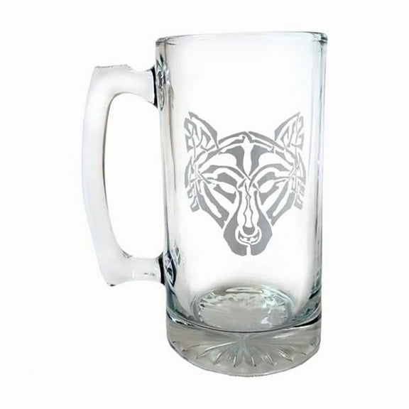 26 oz Celtic Wolf Engraved Stein Glass