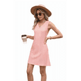 thumbnail image 3 of Vestido de Mujer Color Liso Sin Mangas con Cuello en V y Bolsillos, Color Naranja, Talla L, 3 of 10