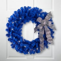 Northlight Pre-Lit Artificial Pine Christmas Wreath - 24" - Royal Blue - Clear Lights