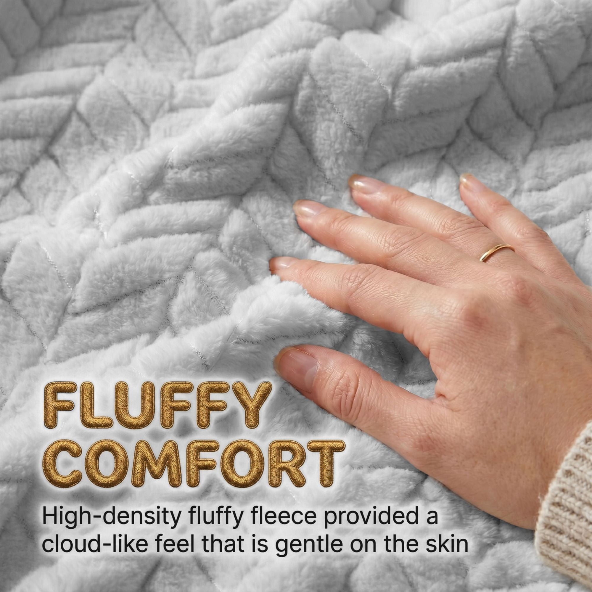 Superior Hope Herringbone Fluffy Fleece Blanket, King Size, Platinum