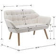 thumbnail image 2 of 48" Small Loveseat for Small Spaces, Upholstered Fluffy White Loveseat Sofa, Mid Century Modern 2-Seater Couch with Armrest and Wood Legs for Bedroom, Living Room, Apartment, White, 2 of 6