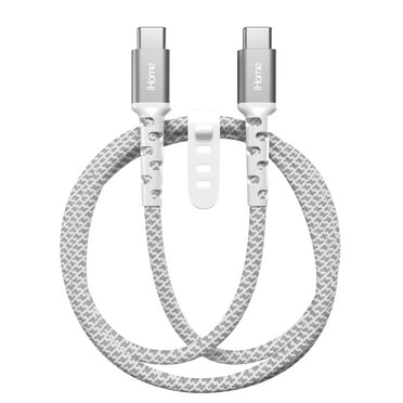 iHome Durastrain 6' USB-C to USB-C Cable, White