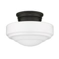 thumbnail image 4 of Golden Lighting Ingalls 1-light 12in Semi-Flush Mount in Matte Black and Vintage Milk Glass, 4 of 5