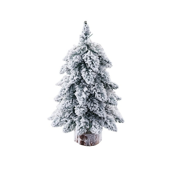 Wadada Table Top Artificial Christmas Tree, 18" Small Mini Green Xmas Tree with Flocking Snow Frost and Wooden Stand for Porch Coffee Table Centerpiece Arrangements Home Office Holiday Decor