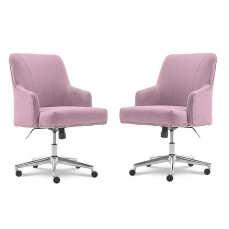 Home Square 2 Piece Leighton Fabric Home Office Chair Set in Lilac Purple