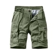 thumbnail image 2 of Elainilye Fashion Men's Cargo Pants Workout Shorts Multi Pocket Zipper Straight Leg Five Piece Pants Casual Sports Shorts,Green, 2 of 5