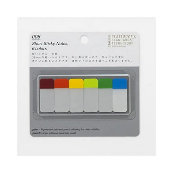 Stalogy S3-F Sticky Flags: 3/5 in x 1.4 in. / Assorted (6 colors) A