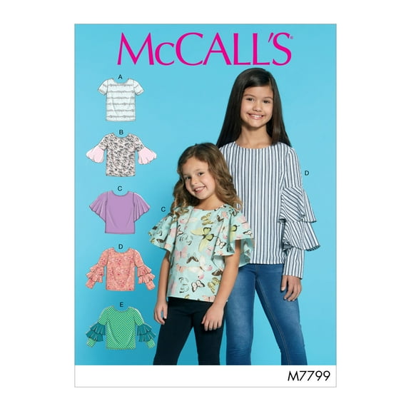 McCall's Sewing Pattern Children's/Girls' Tops-3-4-5-6